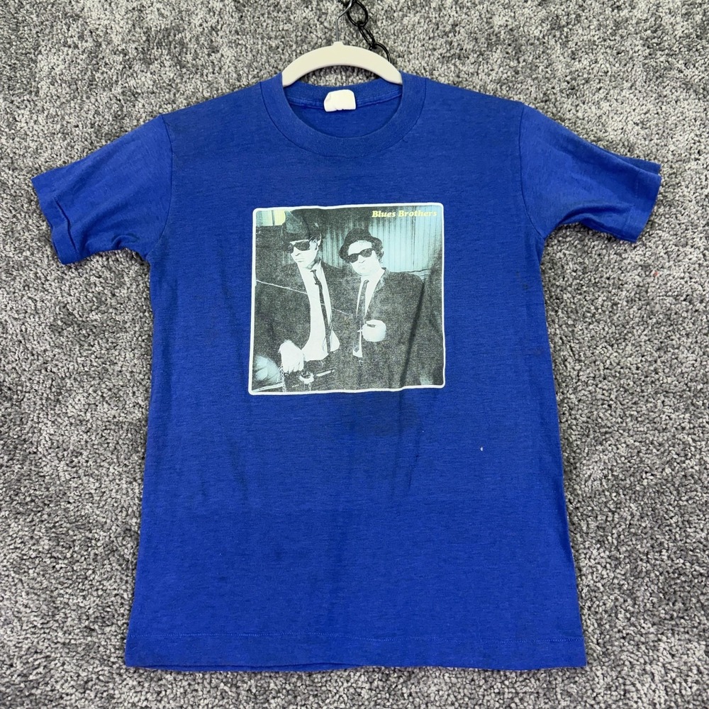 Vtg Devknit Shirt Kids L 14-16 Blue Blues Brothers Graphic Tee Casual 80s